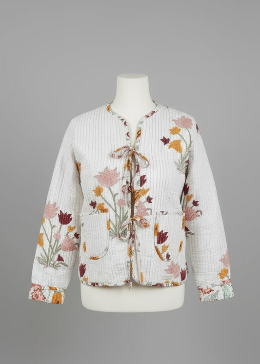 Veste à fleurs blanches en lurex