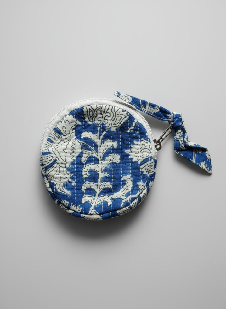 Navy Blue Floral Coin Bag