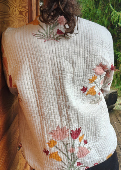 Veste à fleurs blanches en lurex